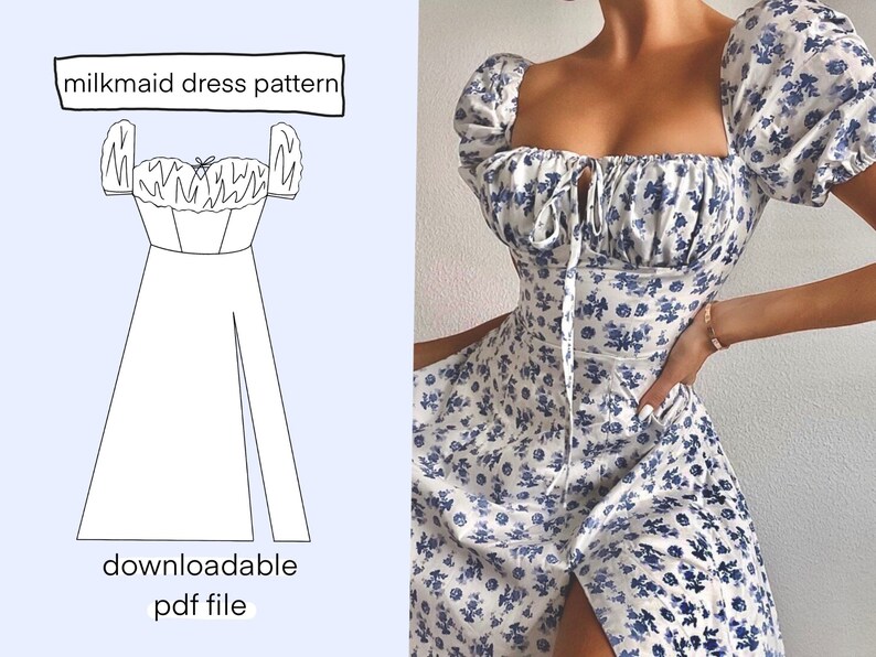 Milkmaid dress sewing pattern summer dress milk maid pdf Etsy