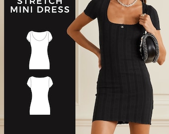 Stretch Fitted Dress Pattern, Dress Sewing Pattern, Summer Dress Sewing Pattern, Mini Dress Pattern, Pencil Dress, PDF Sewing Pattern