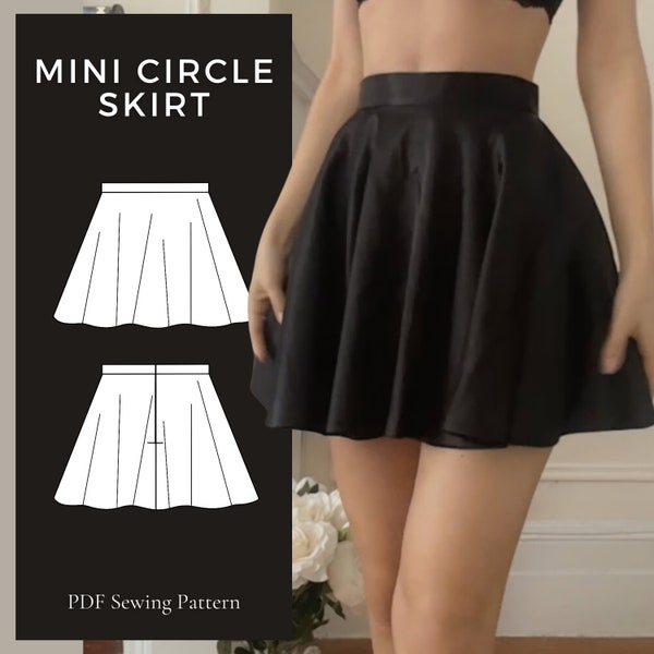 Mini Skirt Sewing Pattern, Mini Skirt Pattern, Circle Skirt Pattern, Flared Skirt Pattern, Easy Sewing Patterns, Skirt Sewing PDF, Digital