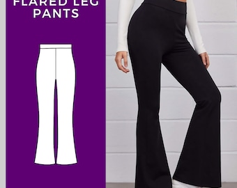 Flare Pants Sewing Pattern, High Waist Trousers Sewing Pattern, Flared Leg Pants Pattern, Formal Dress Pants Pattern, PDF Sewing Pattern