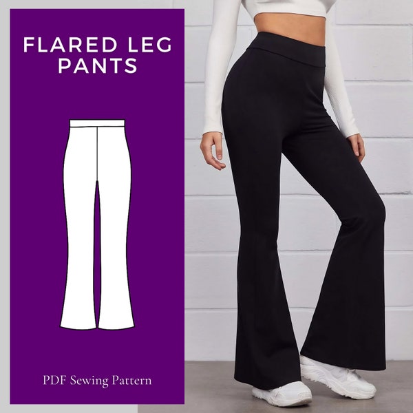 Flare Pants Sewing Pattern, High Waist Trousers Sewing Pattern, Flared Leg Pants Pattern, Formal Dress Pants Pattern, PDF Sewing Pattern