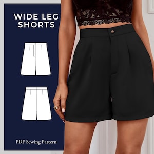 Shorts Sewing Pattern, Wide Leg Pants Pattern, Womens Wide Leg Shorts, Summer Shorts, Easy Sewing Patterns, Pdf Sewing Pattern
