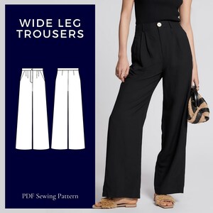 Hose mit weitem Bein Schnittmuster, Hosen Schnittmuster, gerades Bein Schnittmuster, Palazzo Hose Schnittmuster, einfache Schnittmuster, PDF Schnittmuster