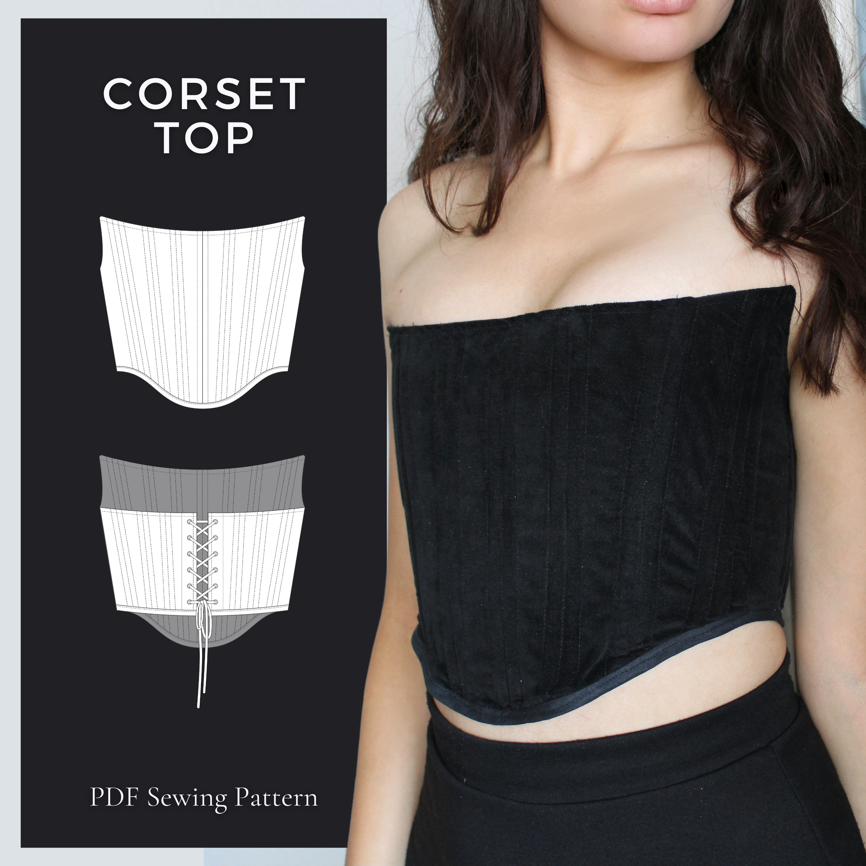 Trendy Long Corset Top Bustier Sizes 6-24 UK / Europe 32-50/ US Sizes 2 20  Sewing Pattern 