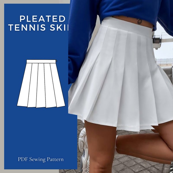 Tennis Skirt Pattern | Pleated Tennis Skirt Pattern | Pleated Skirt Sewing Pattern | PDF Sewing Pattern | Mini Skirt Sewing Pattern Download