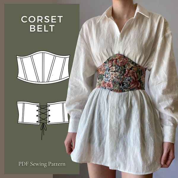 Motif de ceinture corset | Patron de couture | Patron de corset PDF | Patron de couture numérique | Corset sous la poitrine | Modèle de gilet corset | Téléchargement PDF