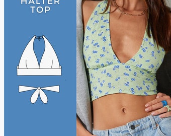 Halter Top Sewing Pattern PDF XS - XXL Crop Top Bralette Pattern diy Easy Sewing Patterns for Beginners, Digital Download Sewing Pattern