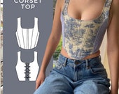Corset Top Sewing Pattern Download PDF, Summer Top XS, S, M, L, XL Shirt Top Pattern Sewing pdf, Women Crop Top Bustier Downloadable Pattern