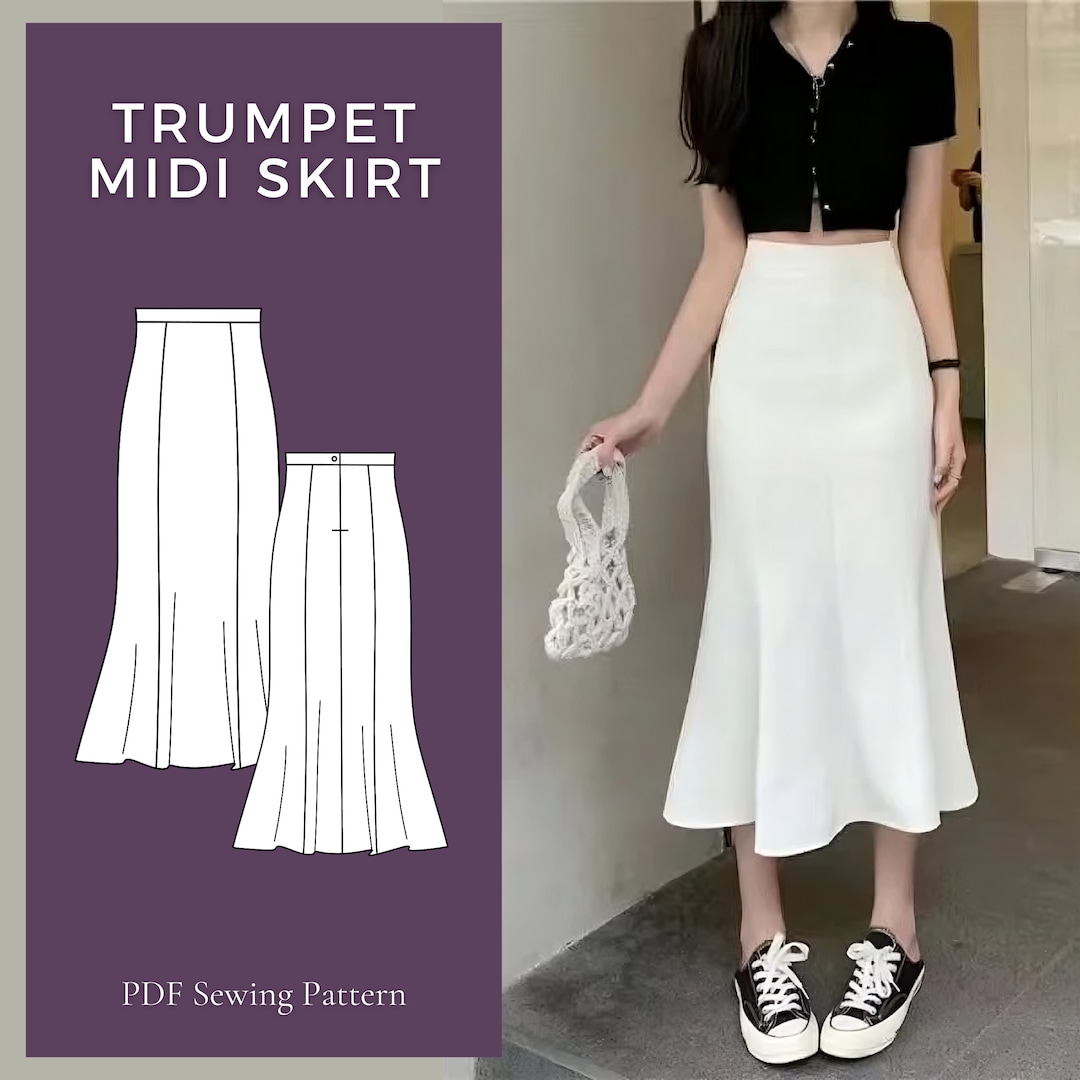 Trumpet Skirt Pattern, Skirt Sewing Pattern, Midi Skirt Pattern, Flare  Skirt Pattern, Mermaid Skirt, Womens Skirt Pattern, Skirt Sewing PDF
