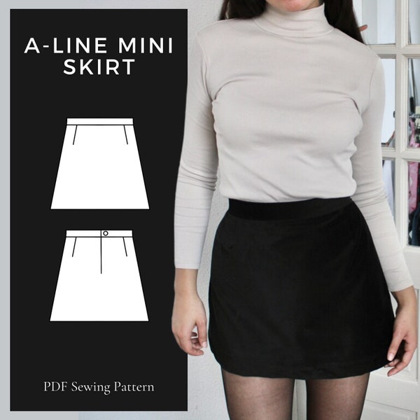 Mini Skirt Sewing Pattern Digital Downloadable PDF File for Sewing Fashion Patterns for Women, Do it Yourself Printable Pattern