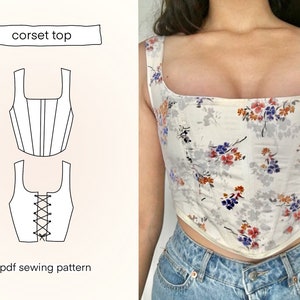 Countryside Ansigt opad hvordan Corset Top Sewing Pattern Download PDF Summer Top XS S M - Etsy