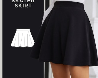 Mini Skirt Sewing Pattern, Mini Skirt Pattern, High Waisted Skater