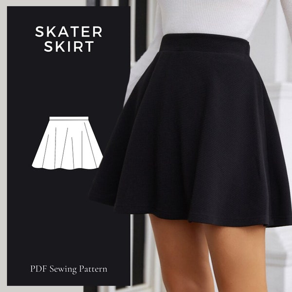 Mini Skirt Sewing Pattern, Mini Skirt Pattern, High Waisted Skater Skirt, Circle Skirt Pattern, Skirt Sewing PDF, Skirt PDF Pattern, Digital