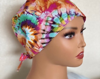 Tie dye scrub hats for women, tie dye  scrub hat, surgical hats for women, tie dye scrub hat