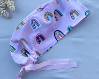 Rainbow Scrub cap for women, Euro style nurse hat, ponytail scrub hat, Rainbow Nurse Scrub hat, unisex scrub cap, nurse gift ideas