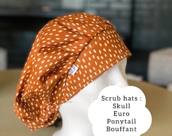 Neutral Scrub cap for women, Euro style nurse hat, ponytail scrub hat, Nurse Scrub hat, unisex scrub cap, neutral nurse hat