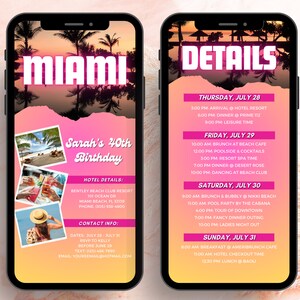 Itinerario Miami / Itinerario compleanno / Itinerario weekend / Weekend compleanno / Programma digitale