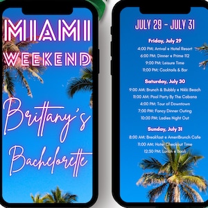 Miami Bachelorette |  Miami Itinerary | Bachelorette Weekend Itinerary | Digital Itinerary | Instant Download Bachelorette
