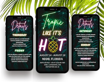 Tropical Itinerary Template | Birthday Itinerary | Weekend itinerary | Digital Schedule