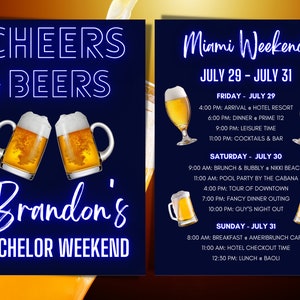 Cheers and Beers Bachelor Itinerary | Bachelor Weekend Itinerary | Bachelor Party Itinerary | Weekend Itinerary
