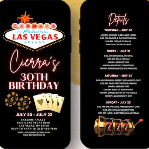 Itinerario de cumpleaños de Las Vegas / Itinerario de cumpleaños / Itinerario de fin de semana / Fin de semana de Las Vegas / Itinerario de fin de semana digital