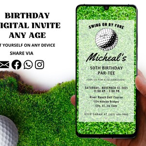 Golf Birthday Party Invitation | Men&#39;s Birthday Invite | Golf Party Invitation | Golf Party Digital Download | Golf Course Party Invitation