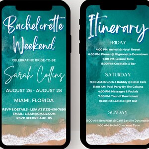 Bachelorette Weekend Itinerary | Beach Weekend | Bachelorette Itinerary | Digital Schedule