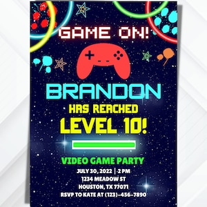 Video Game Invite | Arcade party invite | Gamer Invitation | Video Game Party