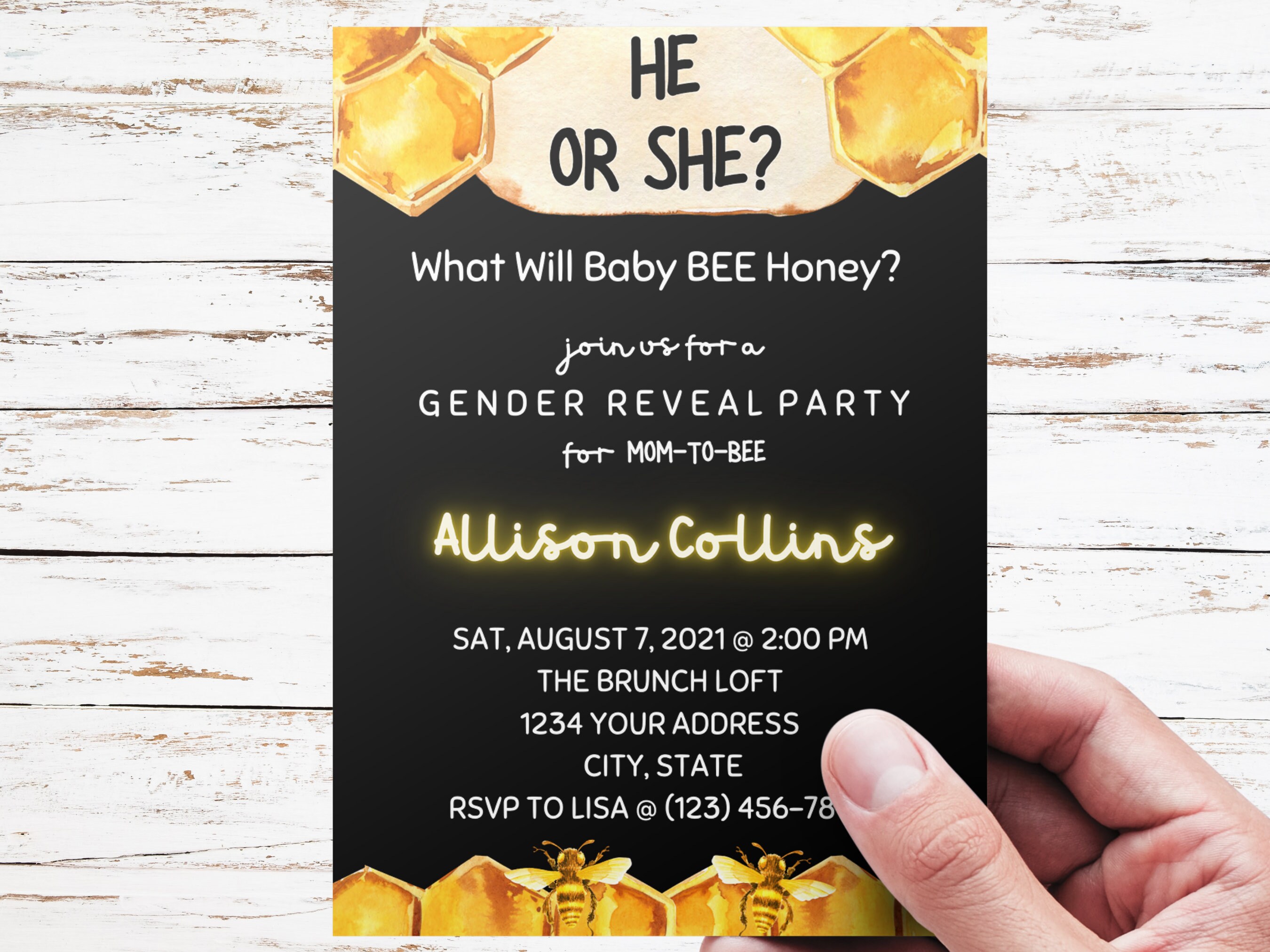 Honey Bee Gender Reveal Gender Reveal Invitation Bee Gender Etsy