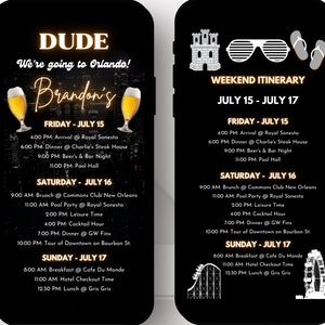 Orlando Itinerary | Travel Itinerary | Weekend Itinerary | Bachelor Weekend | Digital Schedule