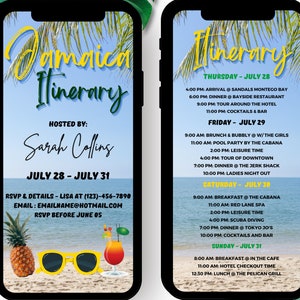Jamaica Itinerary | Weekend Itinerary | Destination Itinerary | Digital Schedule | Birthday Itinerary | Travel Itinerary