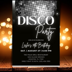Disco Birthday Invitation | Electronic Birthday Invitation | 70s Birthday Invitation | Birthday Evite | Disco Ball Invite