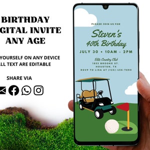Golf Birthday Party | Men&#39;s Birthday Invite | Golf Party Invitation | Golf Course Party | Birthday Evite