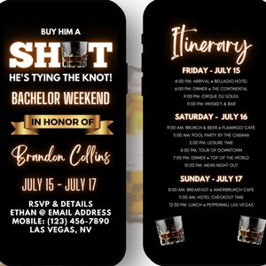 Bachelor Weekend Itinerary | Bachelor Party Itinerary | Weekend Itinerary | Bachelor Weekend Itinerary Template | Digital Schedule