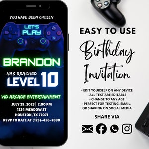Video Game Invite | Arcade Party Invite | Gamer Invitation | Video Game Party | Virtual Reality