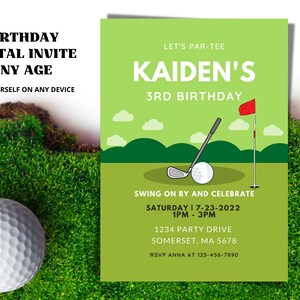 Kids Golf Birthday Invitation | Kids Golf Birthday Party | Golf Birthday Invitation Boy | Sports Birthday Party Invitation