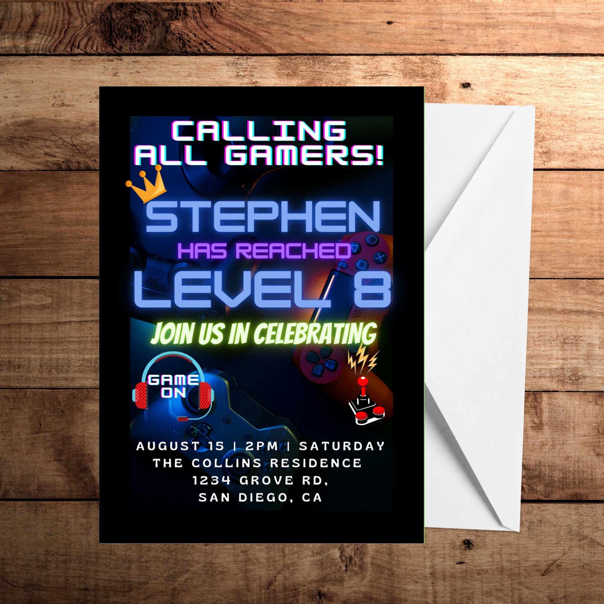 Editable Gamer Birthday Invitation Gamer Invitations Digital Etsy