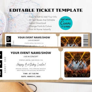 Konzertkarten-Vorlage | Ticket Geschenk | Gefälschtes Ticket | Überraschungs Kurzurlaub | Surprise Konzertkarten Vorlage