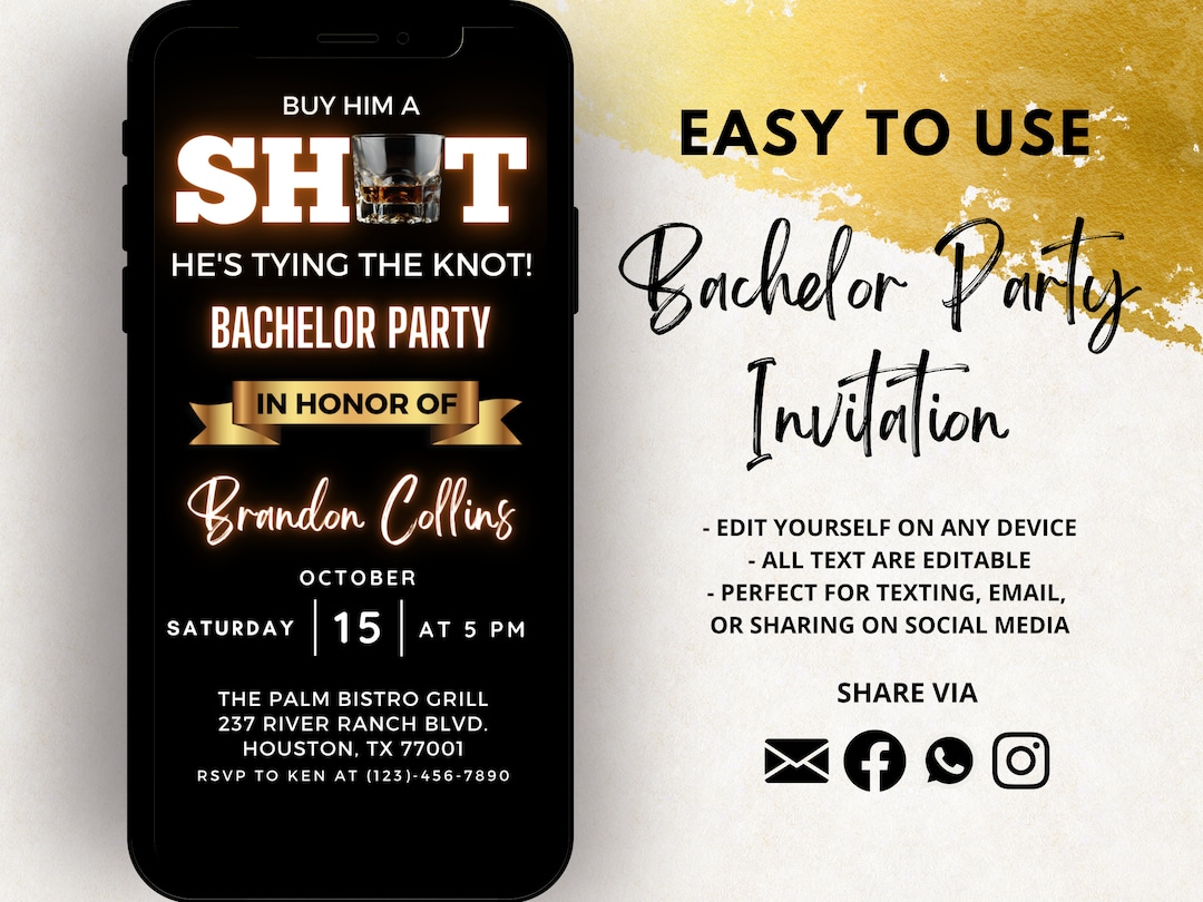 Bachelor Party Invite Bachelor Weekend Bachelor Party Evite Mens Party