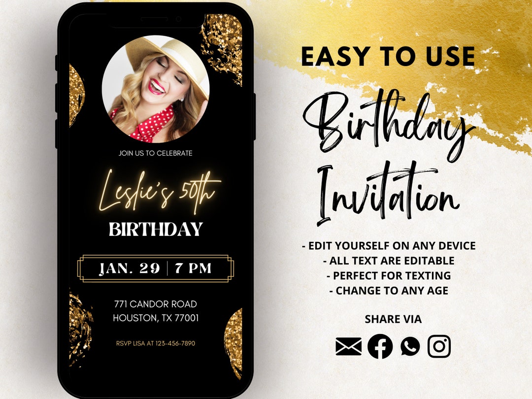 Electronic Birthday Party Invitation Digital Text Invitation - Etsy