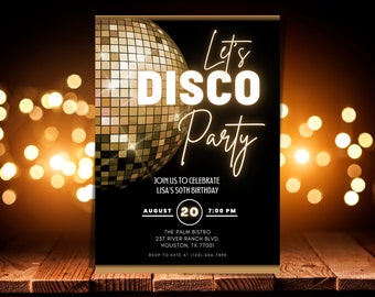 Disco Birthday Invitation | Electronic Birthday Invitation | 70s Birthday Invitation | Birthday Evite | Disco Ball Invite