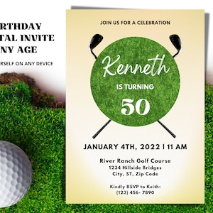 Golf Birthday Party Invitation | Men&#39;s Birthday Invite | Golf Party Invitation | Golf Party Digital Download | Golf Course Party Invitation