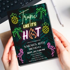 Digital Tropical Hawaiian Luau Birthday Invitation | Hawaiian Birthday Invite | Luau Party Invite | Tropical Birthday Invite