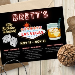 Birthday Itinerary | Birthday Itinerary Template | Weekend Itinerary Birthday | Las Vegas Weekend Itinerary | Digital Weekend Itinerary