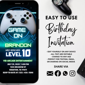 Video Game Invite | Arcade Party Invite | Gamer Invitation | Video Game Party | Virtual Reality