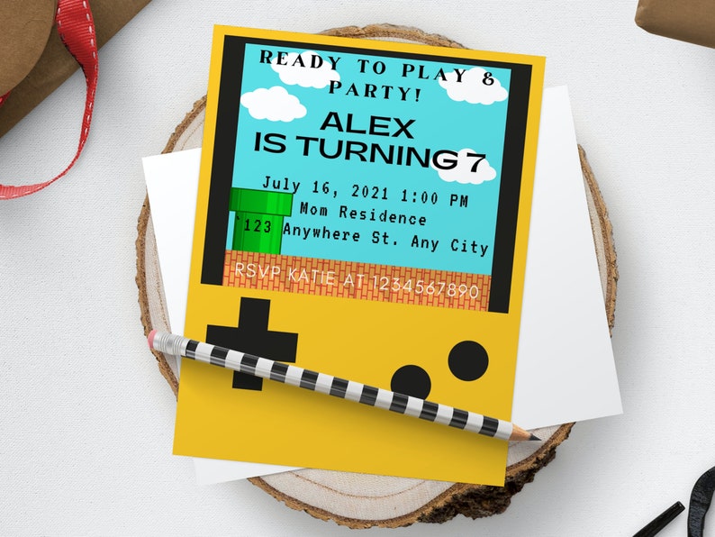 Editable Gamer Birthday Invitation Gamer Invitations Digital Etsy