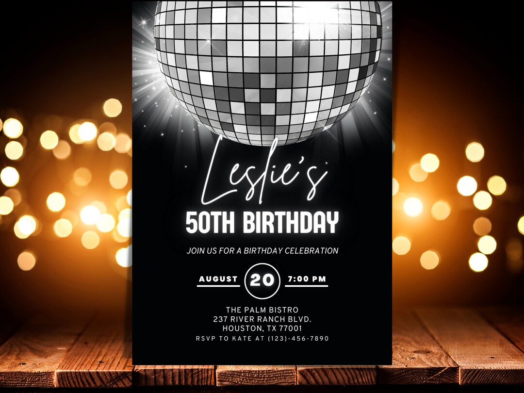 Disco Birthday Invitation Electronic Birthday Invitation 70s Birthday