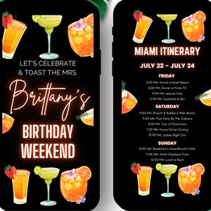 Birthday Itinerary | Weekend Itinerary | Birthday Weekend | Digital Schedule | Birthday Schedule