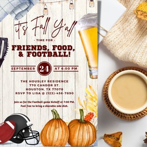 Football Party Invite | Fall Football Party Invite | Tailgate Party Invite | Football Tailgate Invitation | 5X7