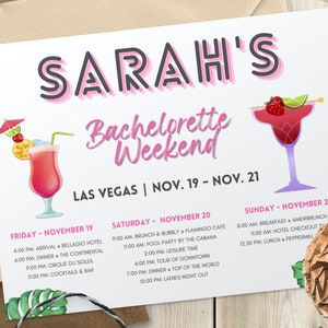 Bachelorette Itinerary Template | Bachelorette Weekend Itinerary | Bachelorette Party Itinerary | Bachelorette Itinerary Instant Download